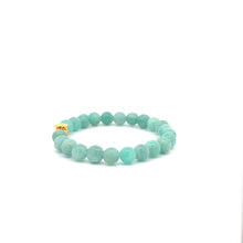 Load image into Gallery viewer, 18K Gold Money Bag Lucky Charm Bracelet Gemstones Amazonite Peru 6mm - Rafant
