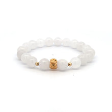 Load image into Gallery viewer, 18K Gold Money Bag Lucky Charm Beads Bracelet Gemstones White Jade 8mm - Rafant
