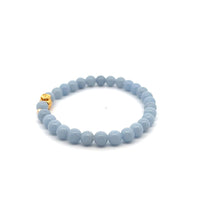 Load image into Gallery viewer, 18K Gold Money Bag Lucky Charm Beads Bracelet Gemstones Natural Angelite 6mm - Rafant

