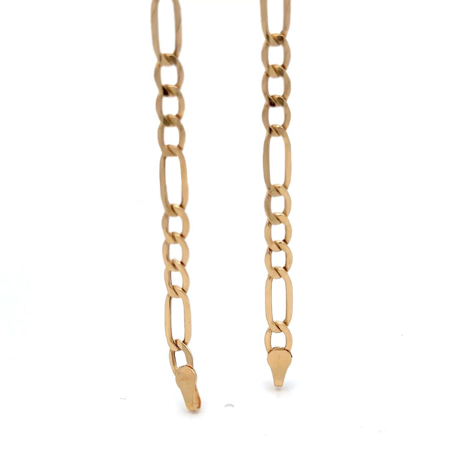 18k Gold Figaro Chain Link No Clasp 7.5 inches - Rafant