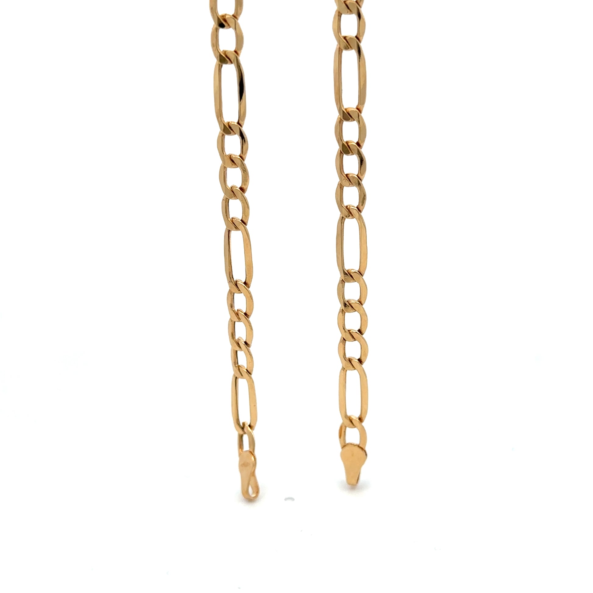 18k Gold Figaro Chain Link No Clasp 7.5 inches - Rafant