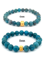 Load image into Gallery viewer, 24K Gold Money Bag Lucky Charm Stretchable Bracelet Gemstones Apatite 6mm-8mm - Rafant
