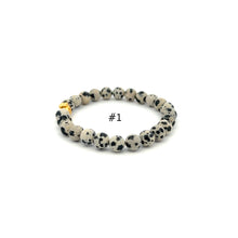 Load image into Gallery viewer, Natural Dalmatian Jasper Gemstones 6mm-8mm 24k Gold Money Bag Charm Stretch Bracelet - Rafant
