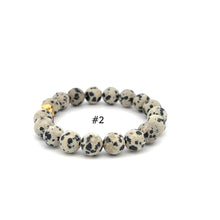 Load image into Gallery viewer, Natural Dalmatian Jasper Gemstones 6mm-8mm 24k Gold Money Bag Charm Stretch Bracelet - Rafant
