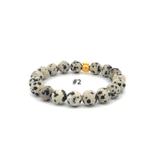 Load image into Gallery viewer, Natural Dalmatian Jasper Gemstones 6mm-8mm 24k Gold Money Bag Charm Stretch Bracelet - Rafant
