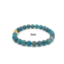Load image into Gallery viewer, 24K Gold Money Bag Lucky Charm Stretchable Bracelet Gemstones Apatite 6mm-8mm - Rafant
