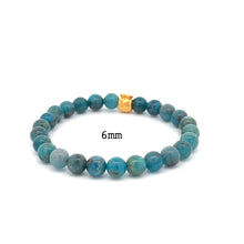 Load image into Gallery viewer, 24K Gold Money Bag Lucky Charm Stretchable Bracelet Gemstones Apatite 6mm-8mm - Rafant
