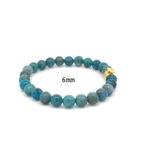Load image into Gallery viewer, 24K Gold Money Bag Lucky Charm Stretchable Bracelet Gemstones Apatite 6mm-8mm - Rafant
