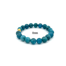 Load image into Gallery viewer, 24K Gold Money Bag Lucky Charm Stretchable Bracelet Gemstones Apatite 6mm-8mm - Rafant
