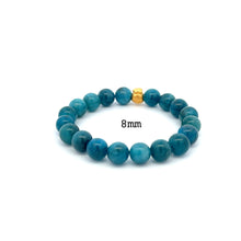 Load image into Gallery viewer, 24K Gold Money Bag Lucky Charm Stretchable Bracelet Gemstones Apatite 6mm-8mm - Rafant
