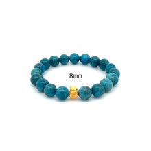 Load image into Gallery viewer, 24K Gold Money Bag Lucky Charm Stretchable Bracelet Gemstones Apatite 6mm-8mm - Rafant
