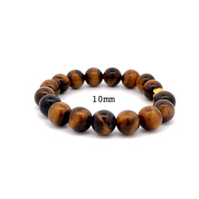 Load image into Gallery viewer, 24K Gold Money Bag Lucky Charm Bracelet Gemstones Tiger Eye Brown 6- 10mm - Rafant
