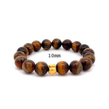 Load image into Gallery viewer, 24K Gold Money Bag Lucky Charm Bracelet Gemstones Tiger Eye Brown 6- 10mm - Rafant
