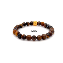 Load image into Gallery viewer, 24K Gold Money Bag Lucky Charm Bracelet Gemstones Tiger Eye Brown 6- 10mm - Rafant
