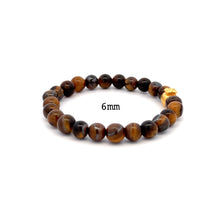 Load image into Gallery viewer, 24K Gold Money Bag Lucky Charm Bracelet Gemstones Tiger Eye Brown 6- 10mm - Rafant

