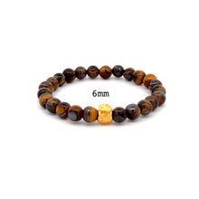 Load image into Gallery viewer, 24K Gold Money Bag Lucky Charm Bracelet Gemstones Tiger Eye Brown 6- 10mm - Rafant
