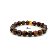 Load image into Gallery viewer, 24K Gold Money Bag Lucky Charm Bracelet Gemstones Tiger Eye Brown 6- 10mm - Rafant
