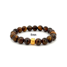 Load image into Gallery viewer, 24K Gold Money Bag Lucky Charm Bracelet Gemstones Tiger Eye Brown 6- 10mm - Rafant
