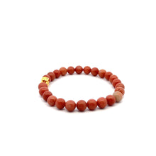 Load image into Gallery viewer, 18K Gold Money Bag Lucky Charm Bracelet Gemstones Jade Indian Red 6mm - Rafant
