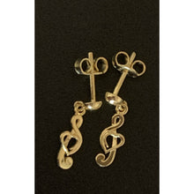 Load image into Gallery viewer, 18K Gold Music Note Drop Dangling Earrings 2.12 grams - Rafant
