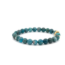Load image into Gallery viewer, 18K Gold Money Bag Lucky Charm Beads Bracelet Gemstones Apatite 6mm - Rafant
