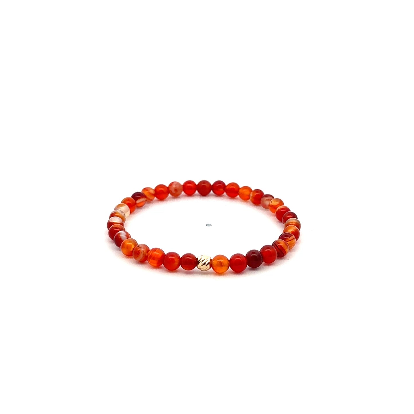 Natural Red Lace Agate Gemstones Mini 4mm 18K Gold Charm Round Bead - Rafant