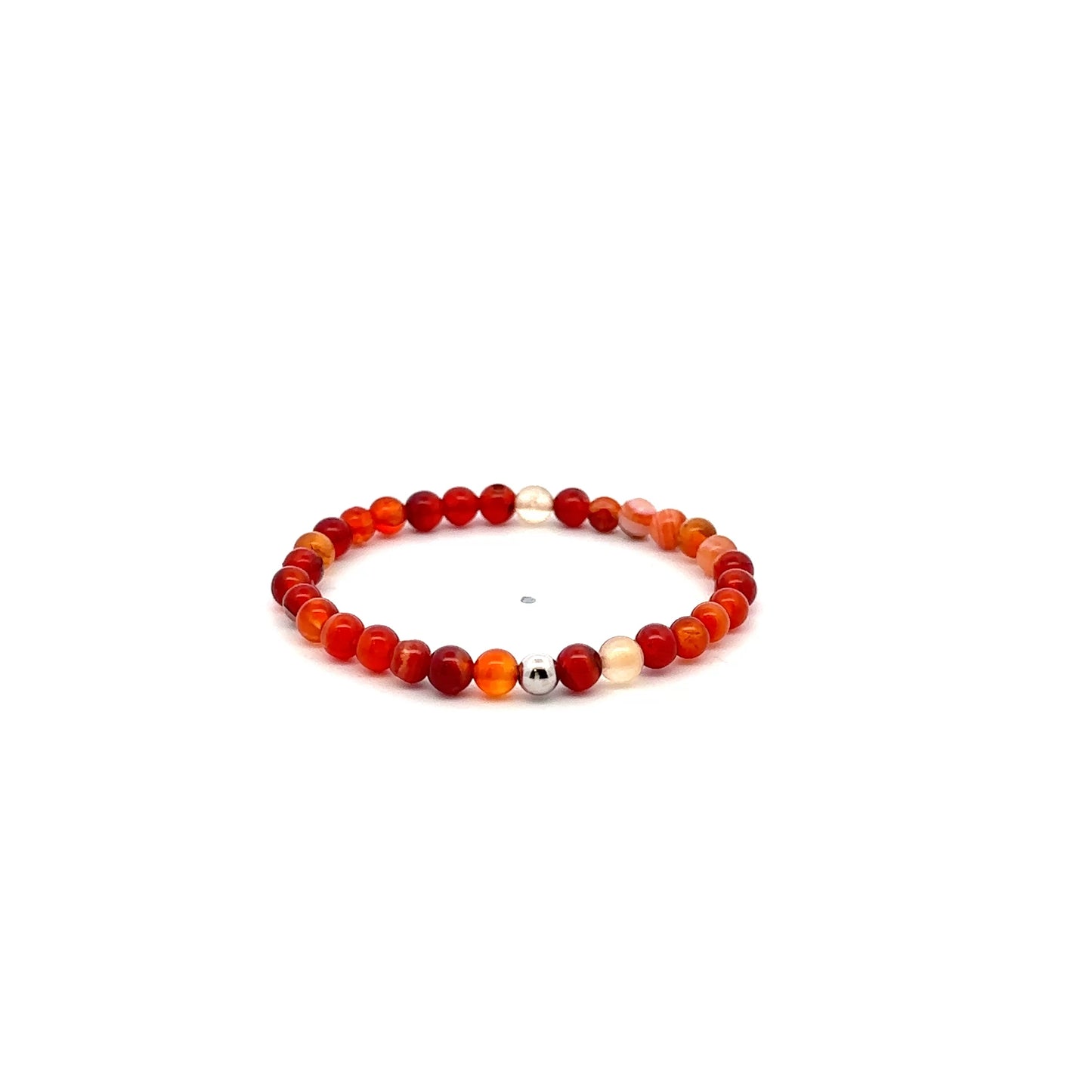 Natural Red Lace Agate Gemstones Mini 4mm 18K Gold Charm Round Bead - Rafant