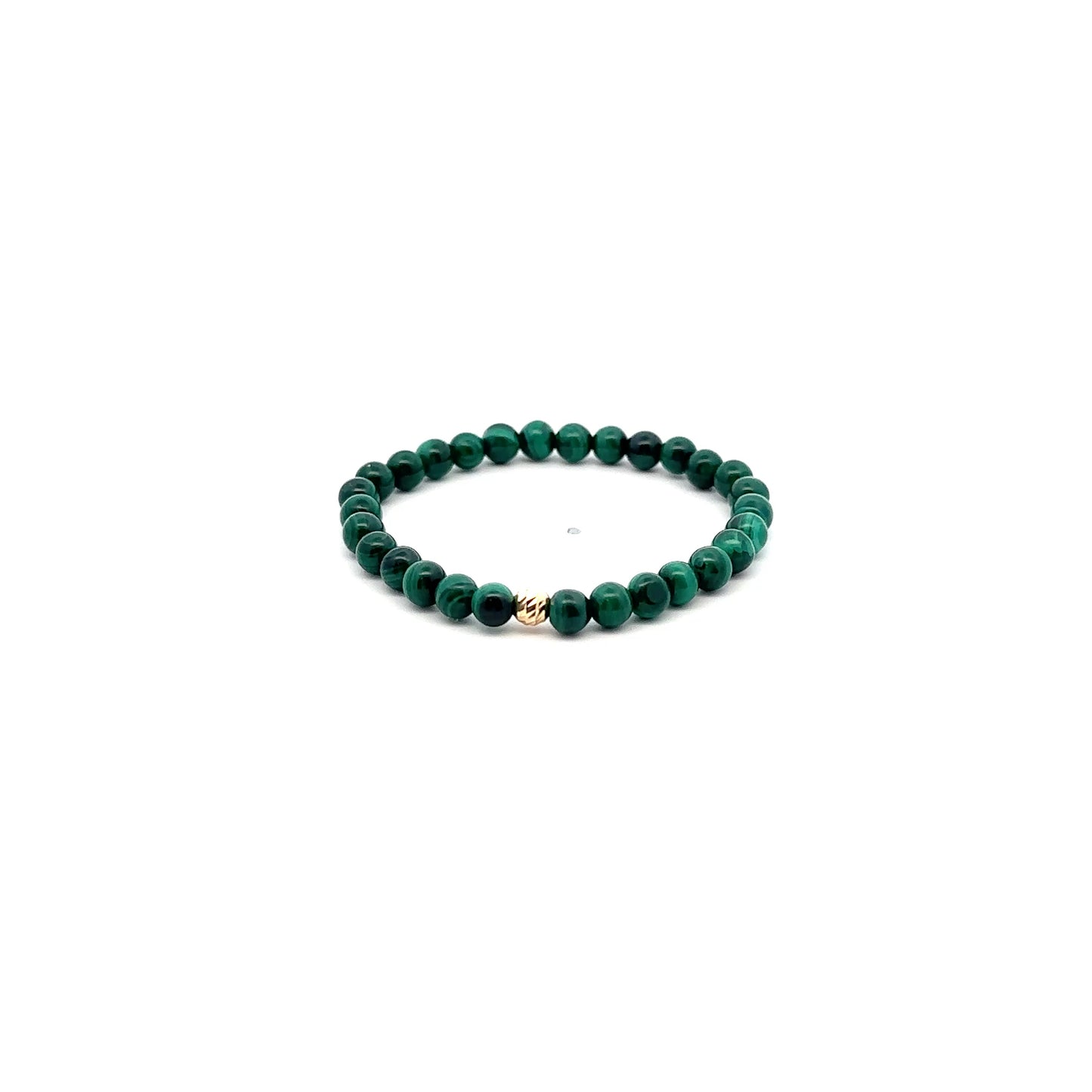 Natural Malachite Gemstones Mini 4mm 18K Yellow Gold Charm Bead - Rafant