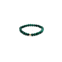 Load image into Gallery viewer, Natural Malachite Gemstones Mini 4mm 18K Yellow Gold Charm Bead
