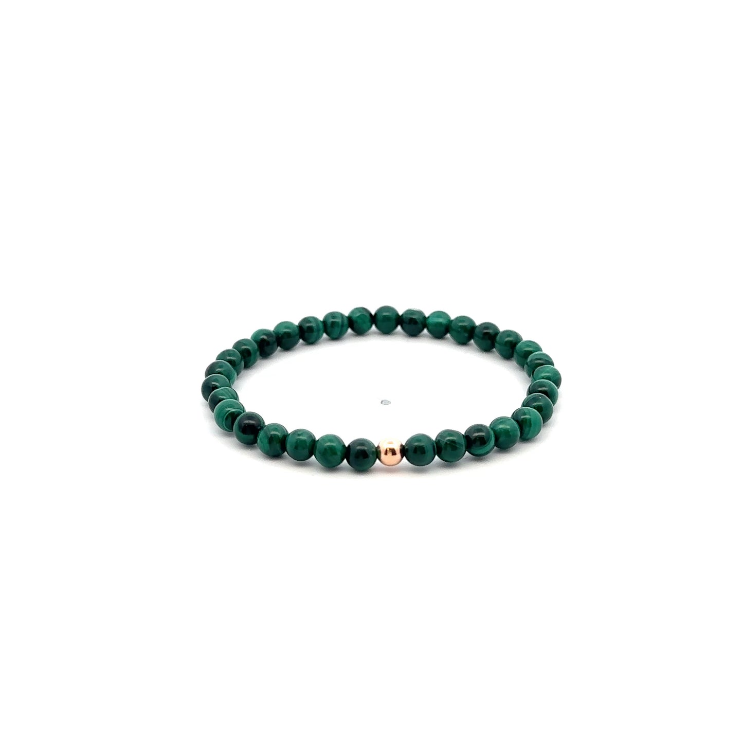 Natural Malachite Gemstones Mini 4mm 18K Yellow Gold Charm Bead - Rafant