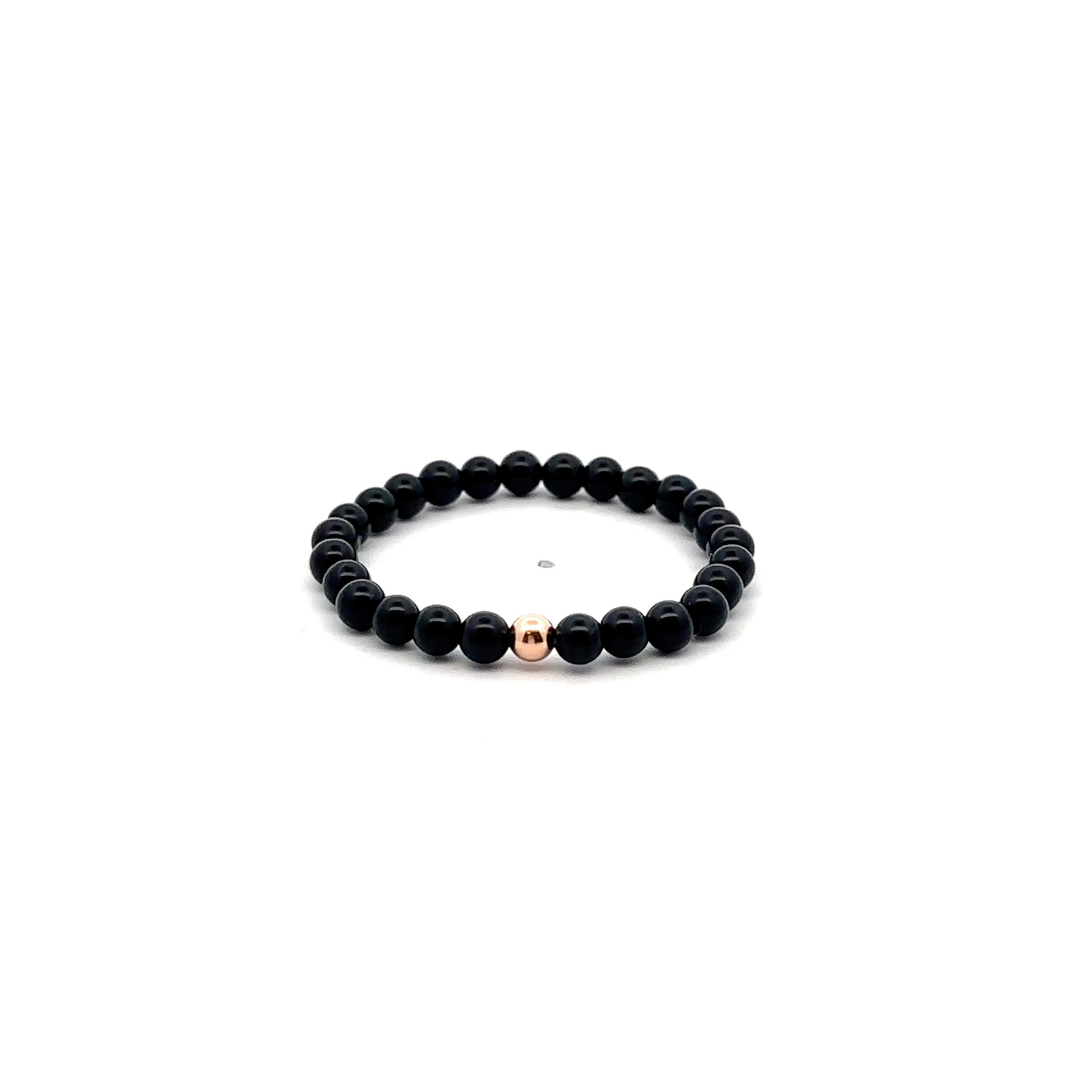 Natural Onyx Gemstones Mini 4mm 18K Gold Charm Bead - Rafant