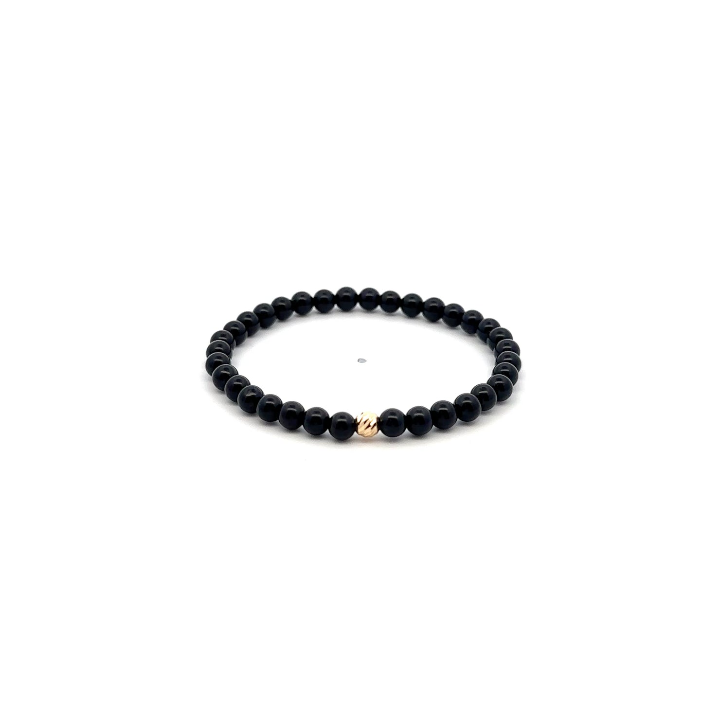 Natural Onyx Gemstones Mini 4mm 18K Gold Charm Bead - Rafant