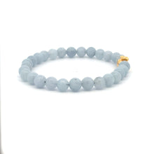 Load image into Gallery viewer, 18K Gold Money Bag Lucky Charm Bracelet Gemstones Aquamarine 6mm - Rafant
