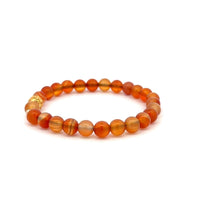 Load image into Gallery viewer, 18K Gold Money Ball Lucky Charm Beads Bracelet Gemstones Carnelian 6mm - Rafant
