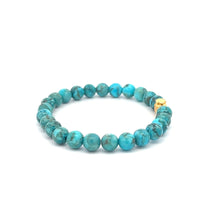 Load image into Gallery viewer, 24K Yellow Gold Money Bag Lucky Bracelet Turquoise Gemstones 6mm - Rafant
