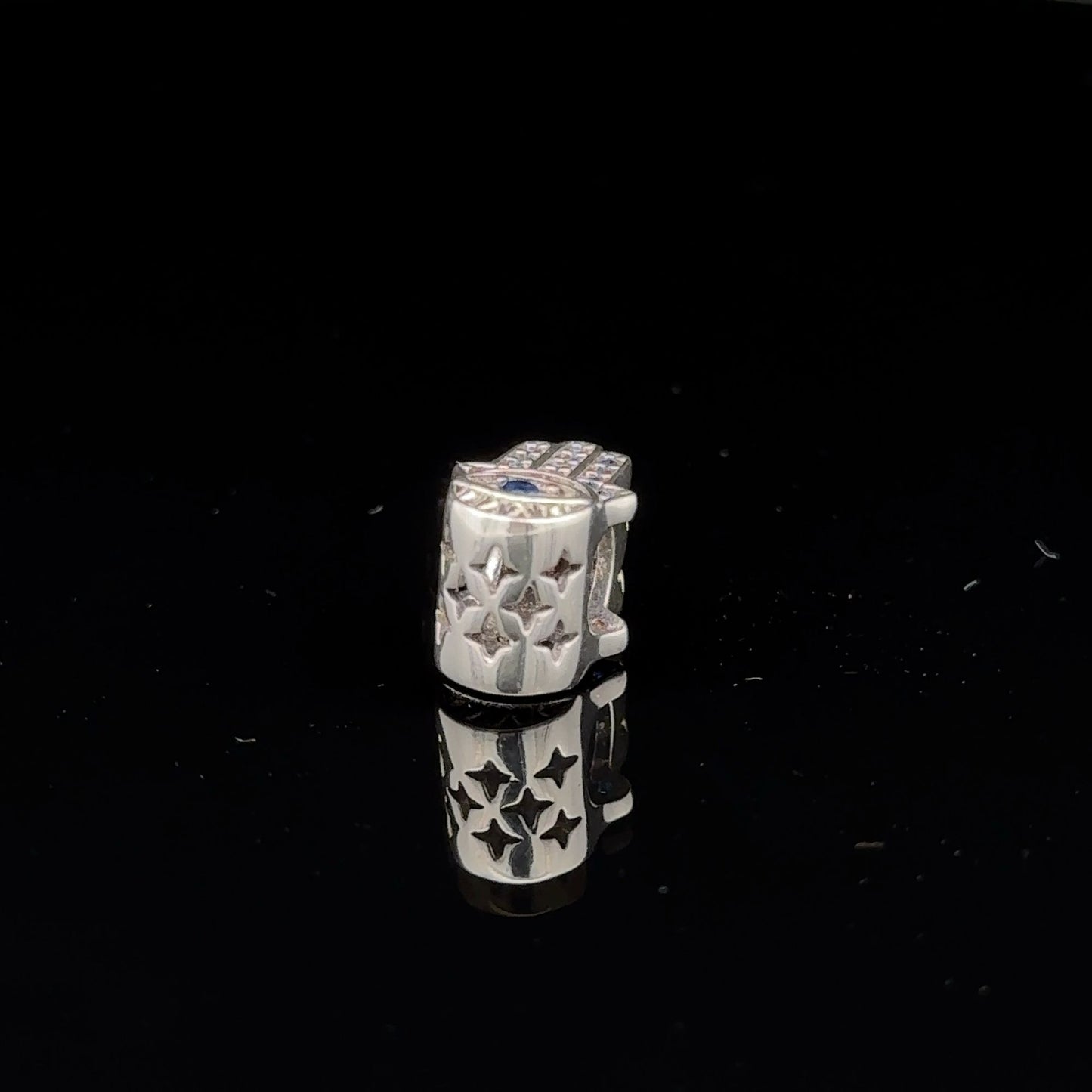 925 Sterling Silver Charm Bead  Hand of Fatima Hamsa For Charm Bracelet Necklace - Rafant
