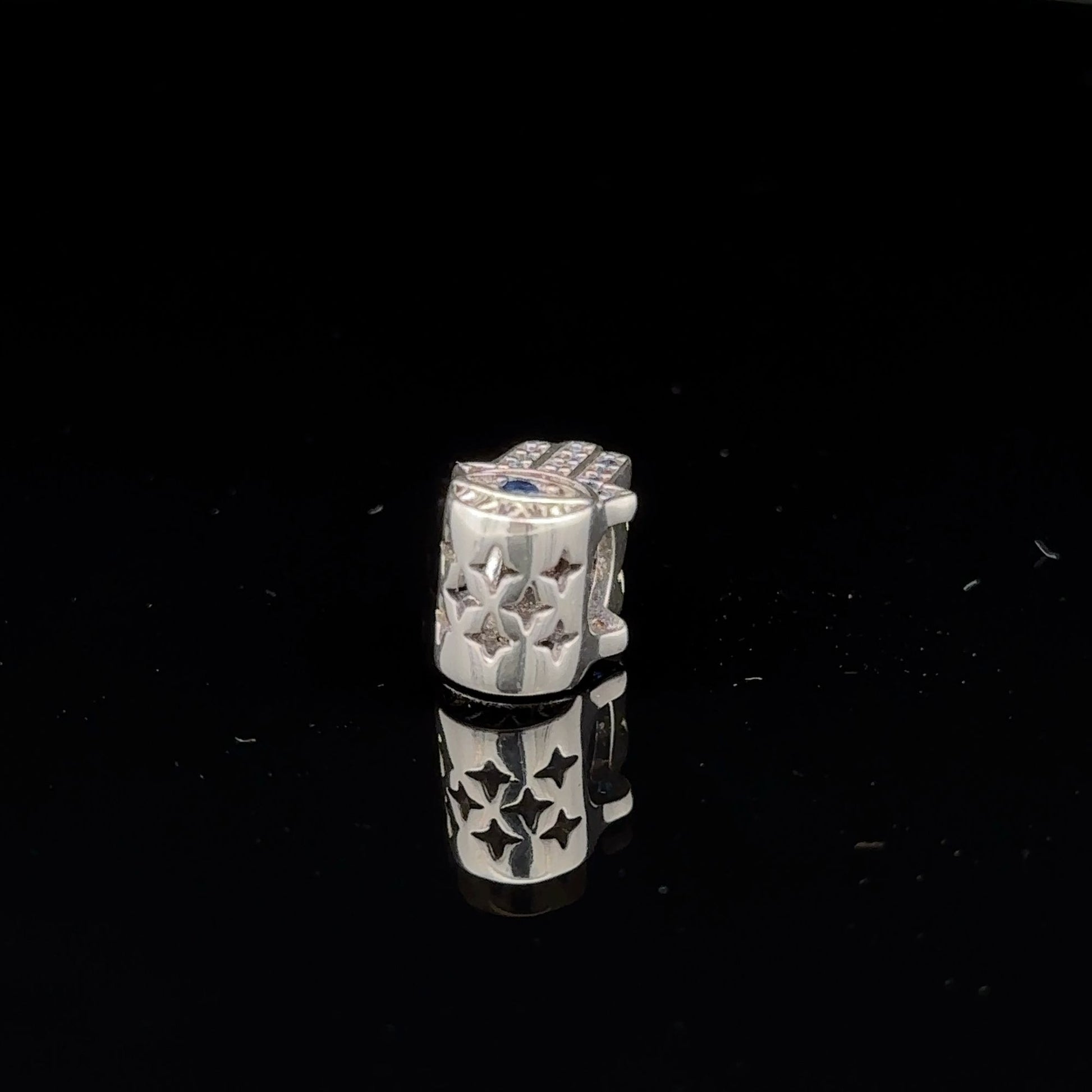 925 Sterling Silver Charm Bead  Hand of Fatima Hamsa For Charm Bracelet Necklace - Rafant