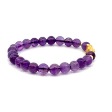 Load image into Gallery viewer, 18K Gold Dragon Pixiu Piyao Lucky Charm Beads Bracelet Gemstones Amethyst 6mm - Rafant
