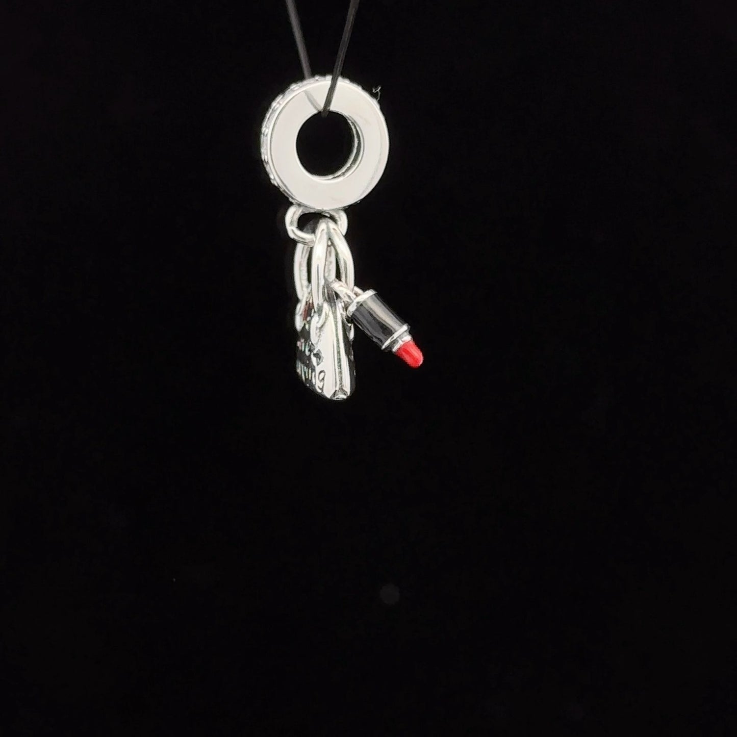925 Sterling Silver Charm Bead Hanging Love Yourself Bag Lipstick For Bracelet Necklace - Rafant