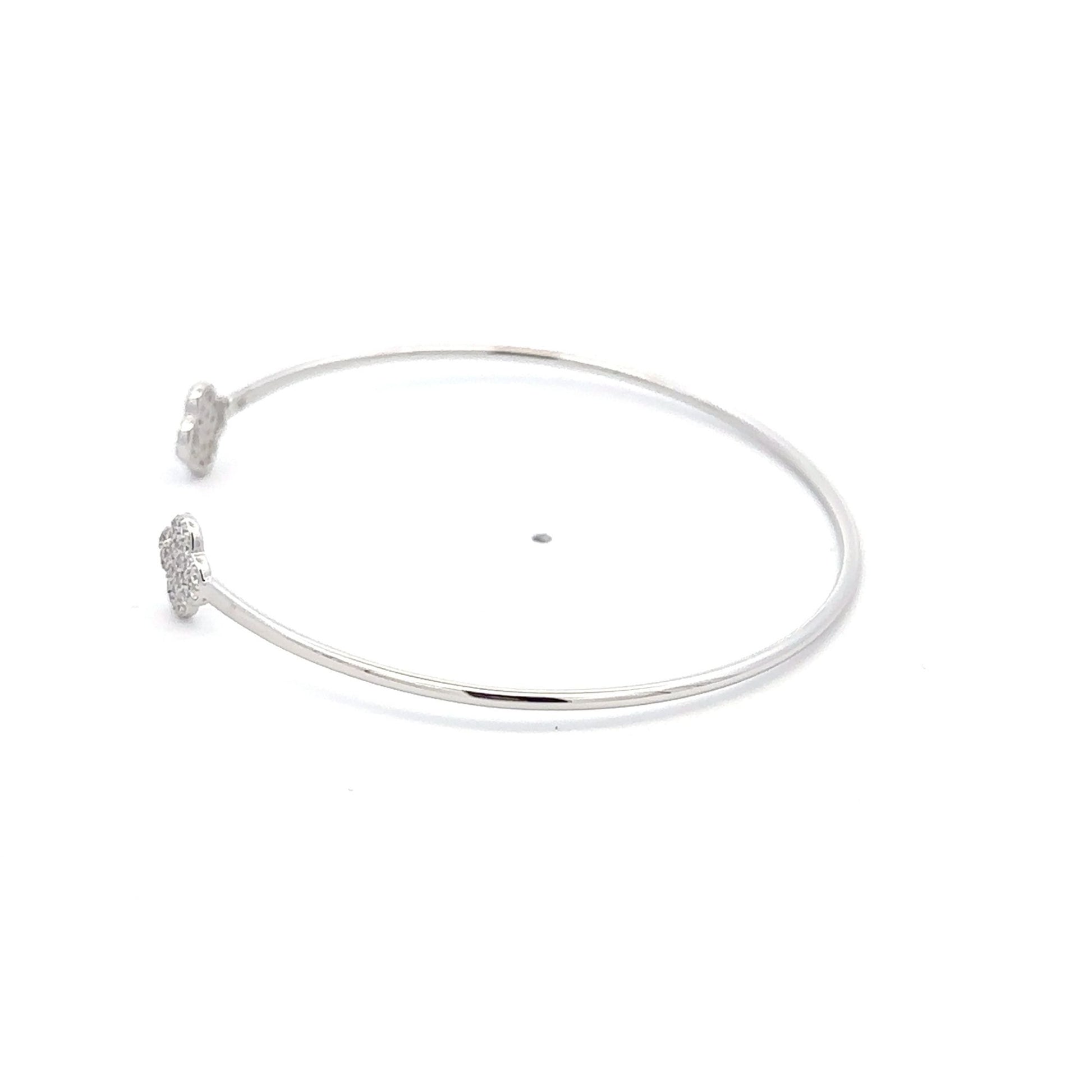 925 Sterling Silver Rhodium Plated Bangle Size 6.5 inches Clover - Rafant
