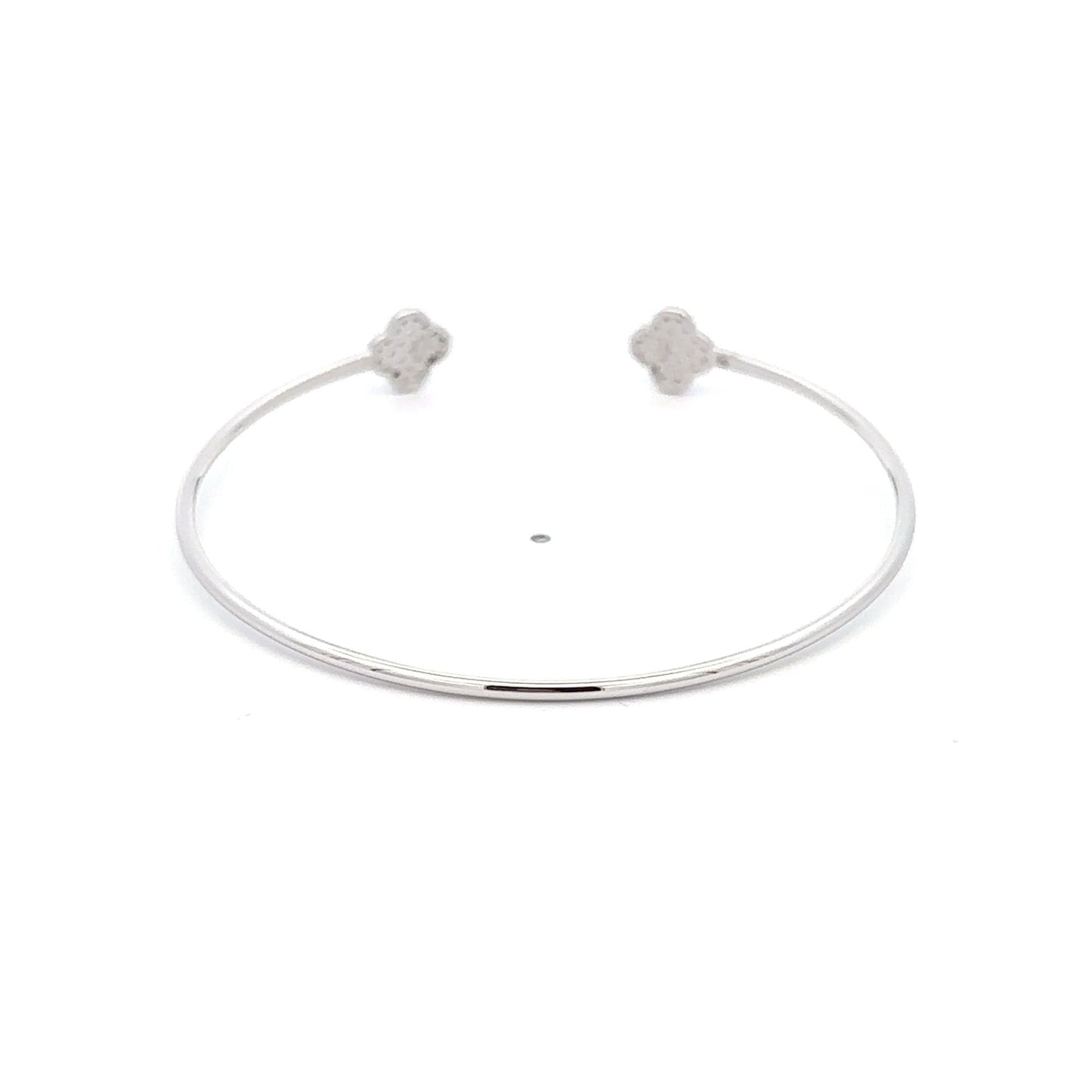 925 Sterling Silver Rhodium Plated Bangle Size 6.5 inches Clover - Rafant
