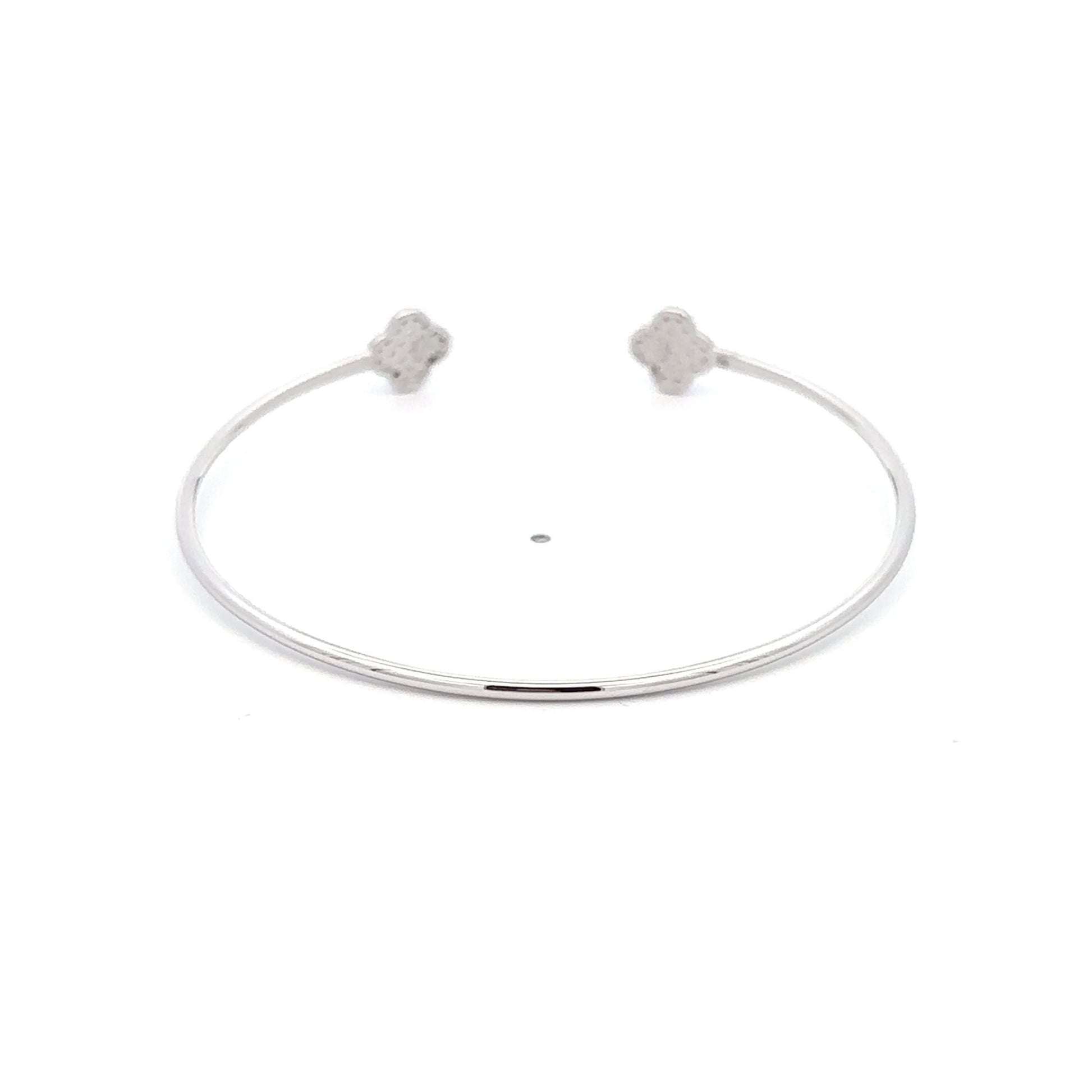 925 Sterling Silver Rhodium Plated Bangle Size 6.5 inches Clover - Rafant