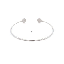 Load image into Gallery viewer, 925 Sterling Silver Rhodium Plated Bangle Size 6.5 inches Clover - Rafant
