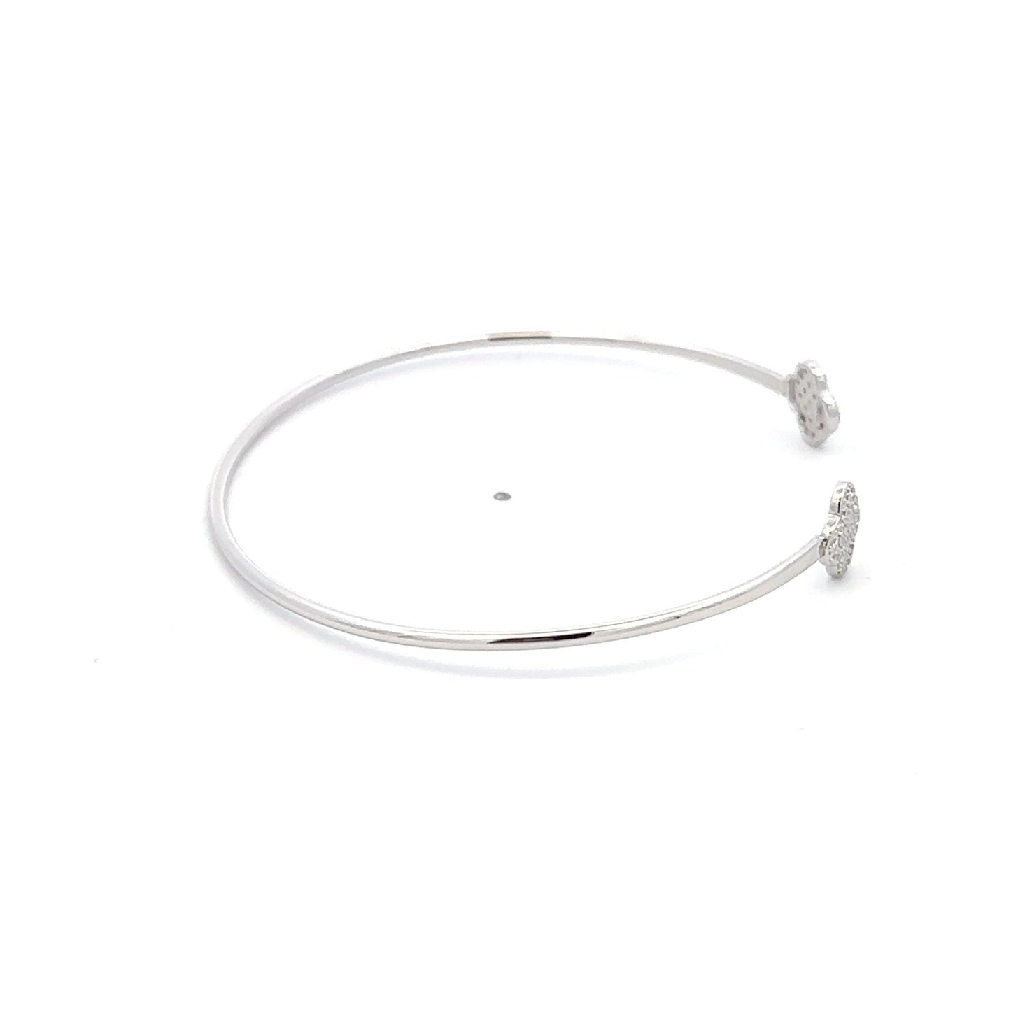 925 Sterling Silver Rhodium Plated Bangle Size 6.5 inches Clover - Rafant
