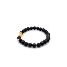Load image into Gallery viewer, 18K Gold Dragon Pixiu Piyao Lucky Charm Bead Bracelet Gemstones Natural Black Tourmaline 6mm - Rafant
