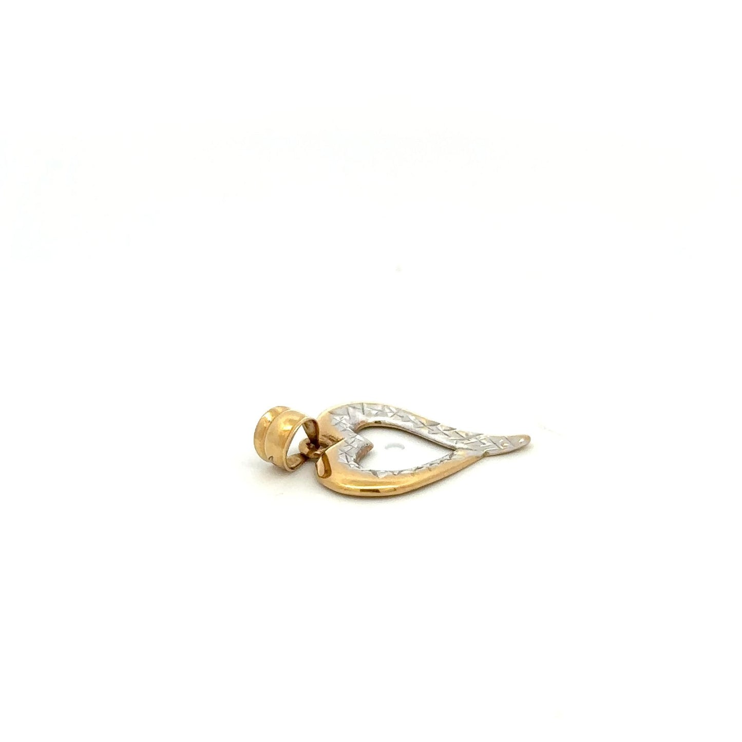 18K Gold Pendant Heart Two Tone White Yellow Gold 1.02 grams - Rafant