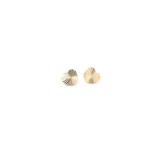 14K Gold Stud Earrings Heart Screw Back Type Small - Rafant