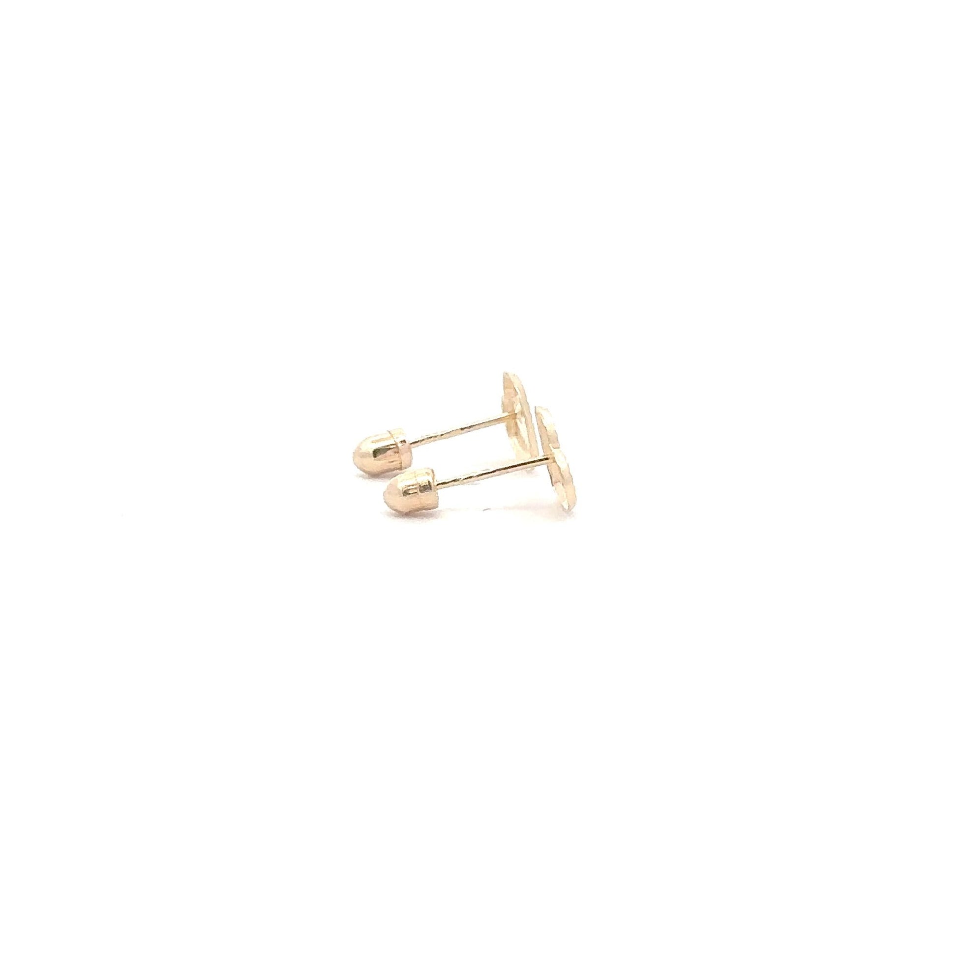 14K Gold Stud Earrings Heart Screw Back Type Small - Rafant