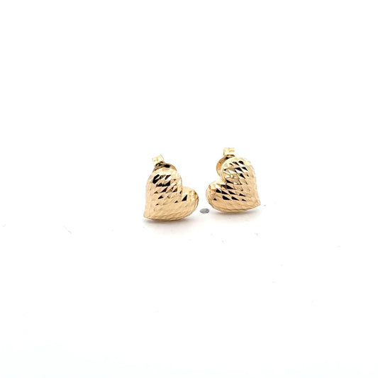 18K Gold Earrings Stud Heart - Rafant