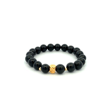 Load image into Gallery viewer, 18K Gold Money Bag Lucky Bracelet Beads Gemstone Black Tourmaline 8mm - Rafant
